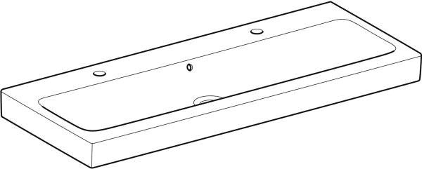 Geberit iCon Doppelwaschtisch 120 cm weiß, 2 Hahnlöcher, mit Überlauf, wandmontiert