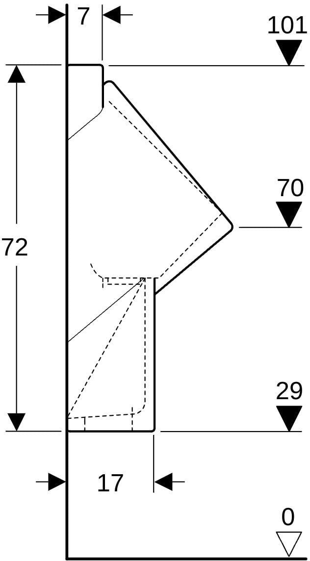 GEBERIT Centaurus Urinal wasserlos – spülrandlos, KeraTect, Abgang hinten/unten, weiß