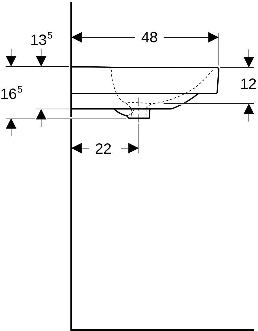 Geberit Smyle Waschtisch eckig 120x48 cm mit zwei Hahnlöchern und KeraTect Weiß