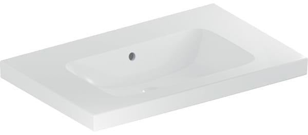 Geberit iCon Light Waschtisch 75x48 cm mit Ablagefläche, Hahnloch, Überlauf, weiß