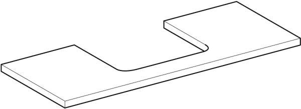 Geberit ONE Waschtischplatte 75x3x47 cm weiß hochglänzend mit mittigem Ausschnitt für Aufsatzwaschtisch