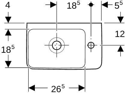 Geberit Renova Compact Handwaschbecken 40x25 cm, Hahnloch rechts, mit Überlauf, weiß