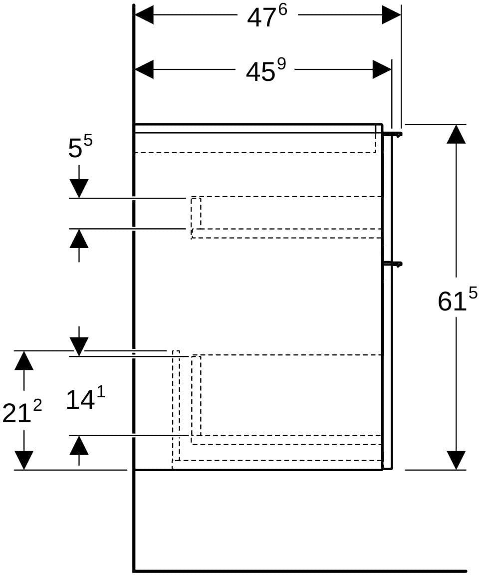 Geberit iCon Waschtischunterschrank 59,2 cm mit 2 Schubladen, weiß hochglanz – wandhängend