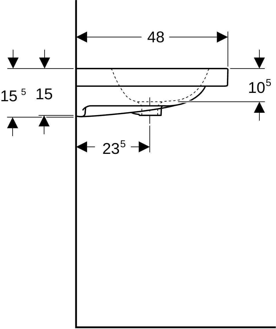 Geberit iCon Light Waschtisch 60x48cm mit Hahnloch und Überlauf in Weiß