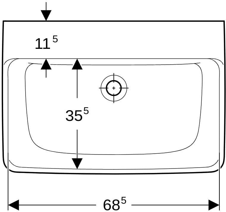 GEBERIT Renova Plan Waschtisch 55x44cm ohne Hahnloch & Überlauf, weiß – Unterbaufähig