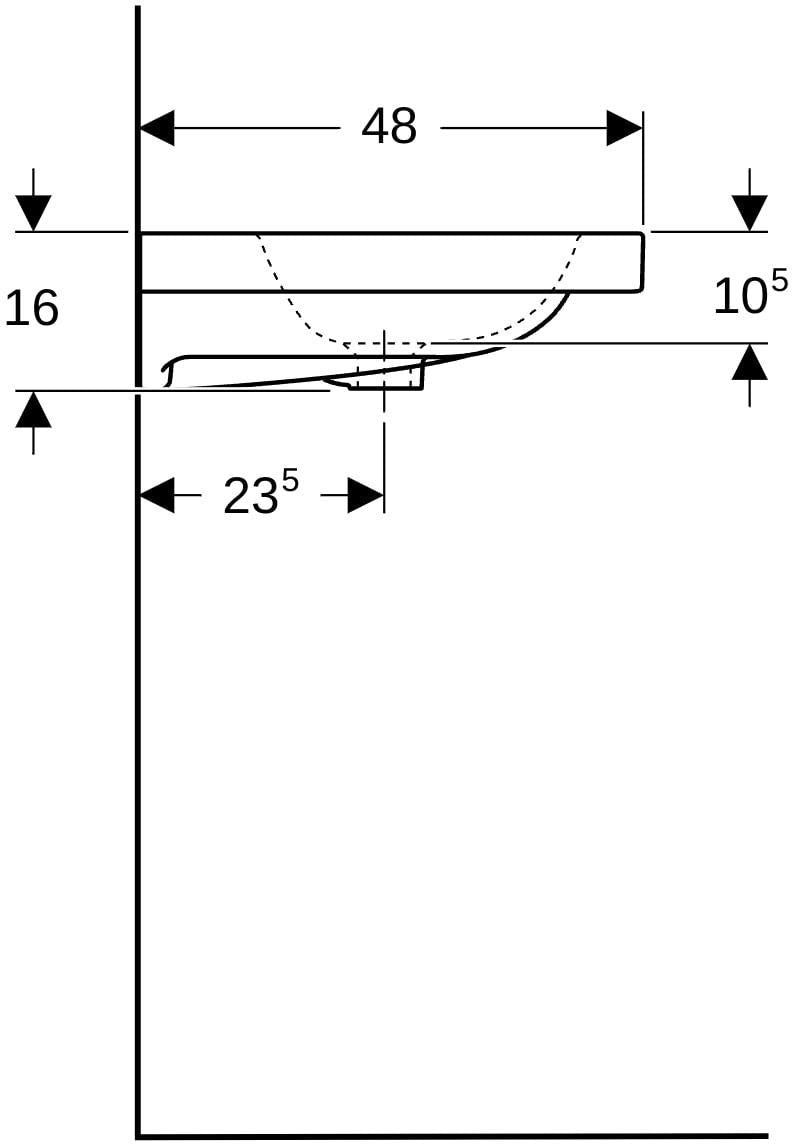 Geberit iCon Light Waschtisch 90x48 cm mit Ablagefläche, Hahnloch und Überlauf, weiß