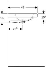 Geberit iCon Light Waschtisch 90x48 cm mit Ablagefläche, Hahnloch und Überlauf, weiß