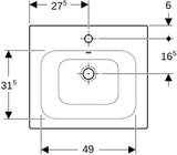 GEBERIT Renova Plan Möbelwaschtisch 100x48 cm mit Hahnloch und Überlauf in Weiß