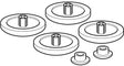 Geberit Set Puffer für WC-Deckel – 2 Stück, Steckbefestigung, Weiß