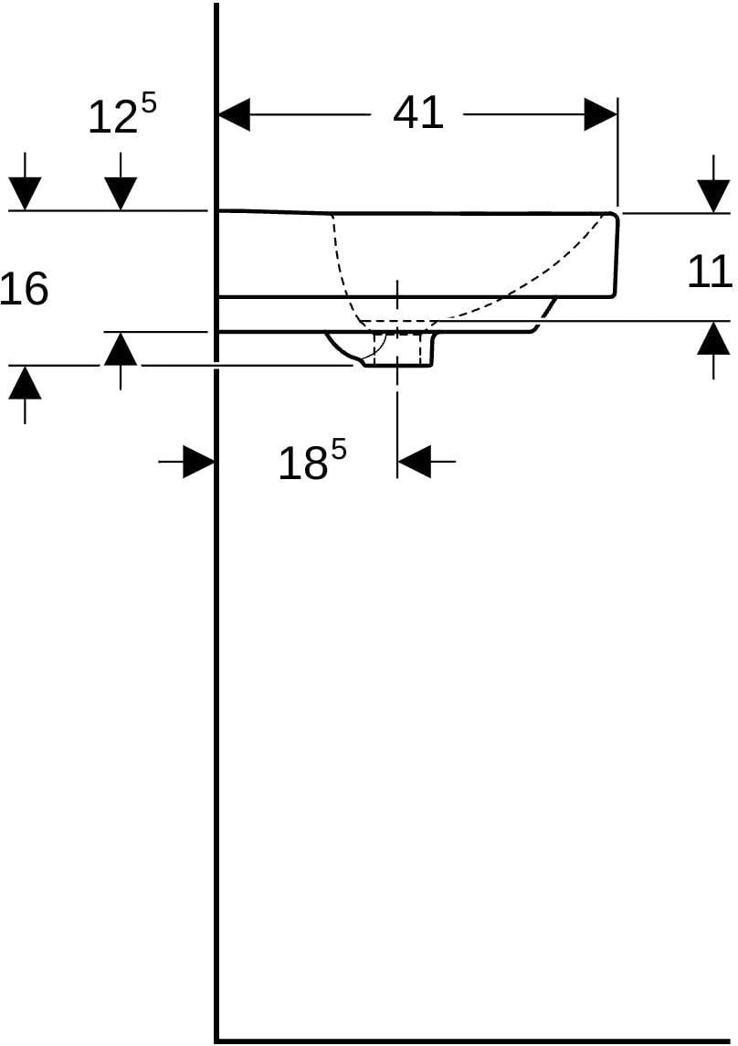 Geberit Smyle Handwaschbecken 50x41 cm eckig mit Hahnloch und Überlauf in Weiß KeraTect