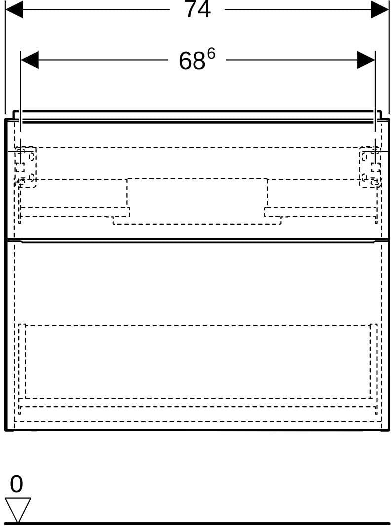Geberit iCon Waschtischunterschrank 74 cm, 2 Schubladen, weiß hochglanz – wandhängend, mit Selbsteinzug
