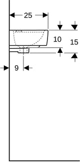 Geberit Renova Compact Handwaschbecken 40x25 cm, Hahnloch rechts, ohne Überlauf, weiß