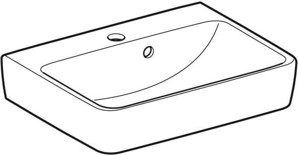 Geberit Renova Plan Aufsatz-Handwaschbecken 50x38 cm mit Hahnloch & Überlauf, weiß