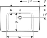Geberit Renova Plan WT mit Ablagefl., 75x48cm m. Hl., m. Ül., weiß