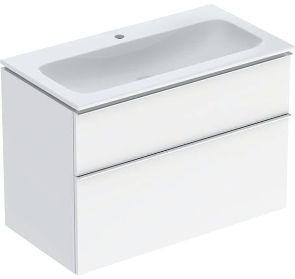 Geberit iCon Waschtischset 90 cm mit Unterschrank, 2 Schubladen, weiß hochglanz