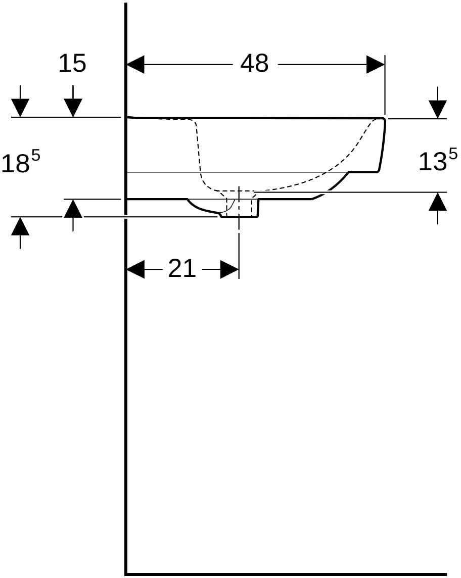 Geberit Renova Plan Waschtisch 90x48 cm mit Ablagefläche, Hahnloch mittig, weiß