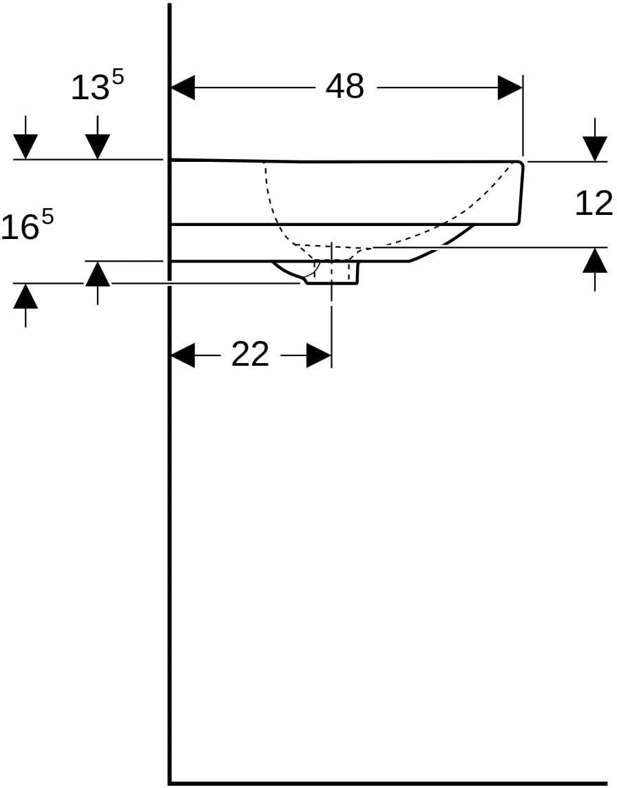 Geberit Smyle Waschtisch eckig 120x48cm ohne Hahnloch mit Überlauf weiß