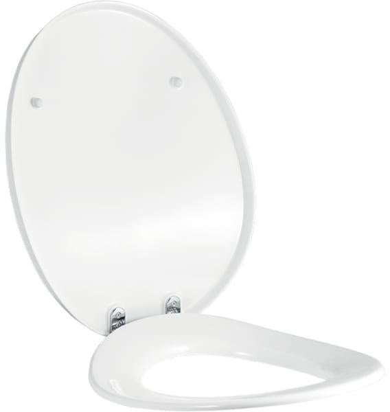 Geberit Matteo Thun WC-Sitz weiß mit Deckel, verchromte Scharniere, Duroplast