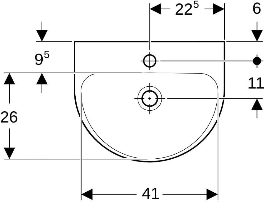 Geberit Renova Handwaschbecken 45x36 cm mit Hahnloch, ohne Überlauf, weiß