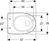 Geberit Renova Comfort Stand-WC Flachspüler erhöht barrierefrei, Abgang vertikal, weiß