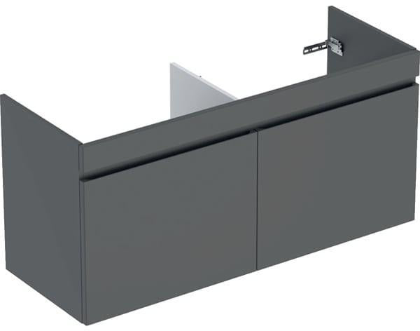 Geberit Renova Plan Unterschrank für Doppelmöbelwaschtisch, Nussbaum hickory hell, 129 cm, 2 Schubladen
