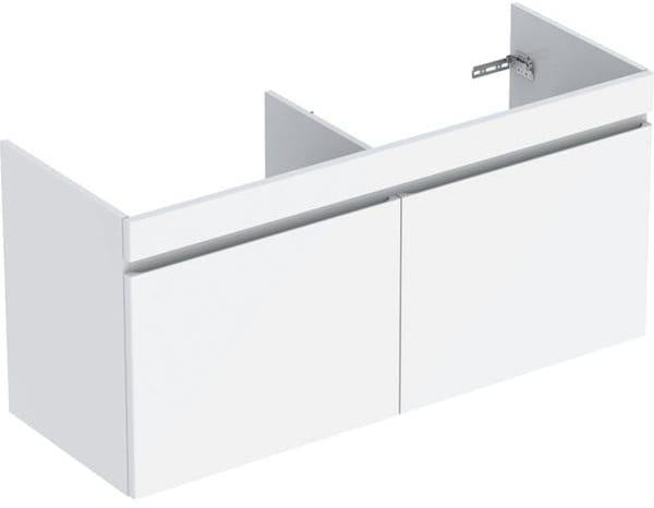 Geberit Renova Plan Unterschrank für Doppelmöbelwaschtisch, Nussbaum hickory hell, 129 cm, 2 Schubladen