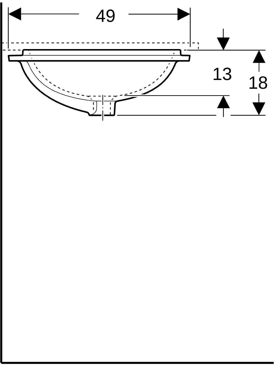 Geberit VariForm Unterbau-Waschtisch elliptisch 62,5 cm weiß KeraTect ohne Hahnloch