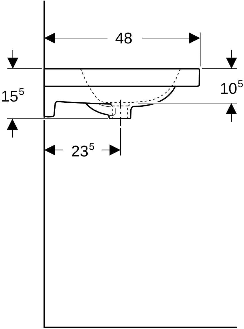 Geberit iCon Light Doppelwaschtisch 120x48 cm mit Hahnloch und Überlauf in Weiß