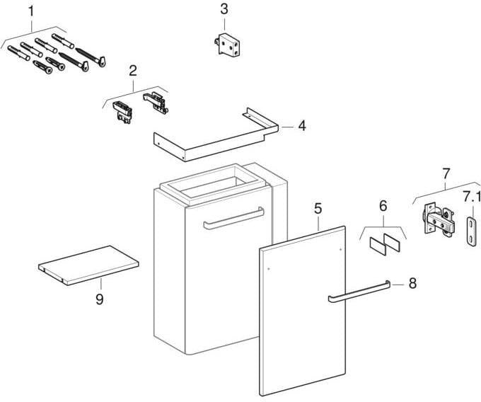 Geberit Renova Compact Unterschrank 44,8 cm für Handwaschbecken, weiß, mit Handtuchhalter