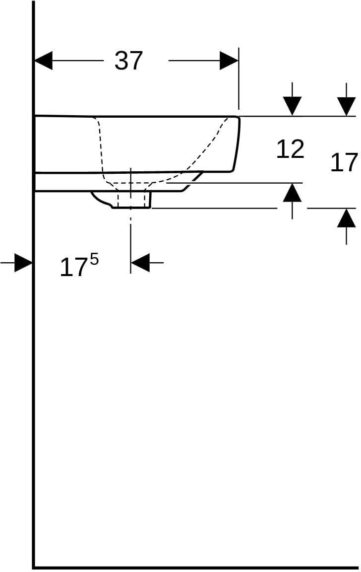 Geberit Renova Compact Waschtisch 55x37 cm, mittigem Hahnloch, ohne Überlauf, weiß