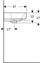 Geberit Renova Compact Waschtisch 55x37 cm, mittigem Hahnloch, ohne Überlauf, weiß