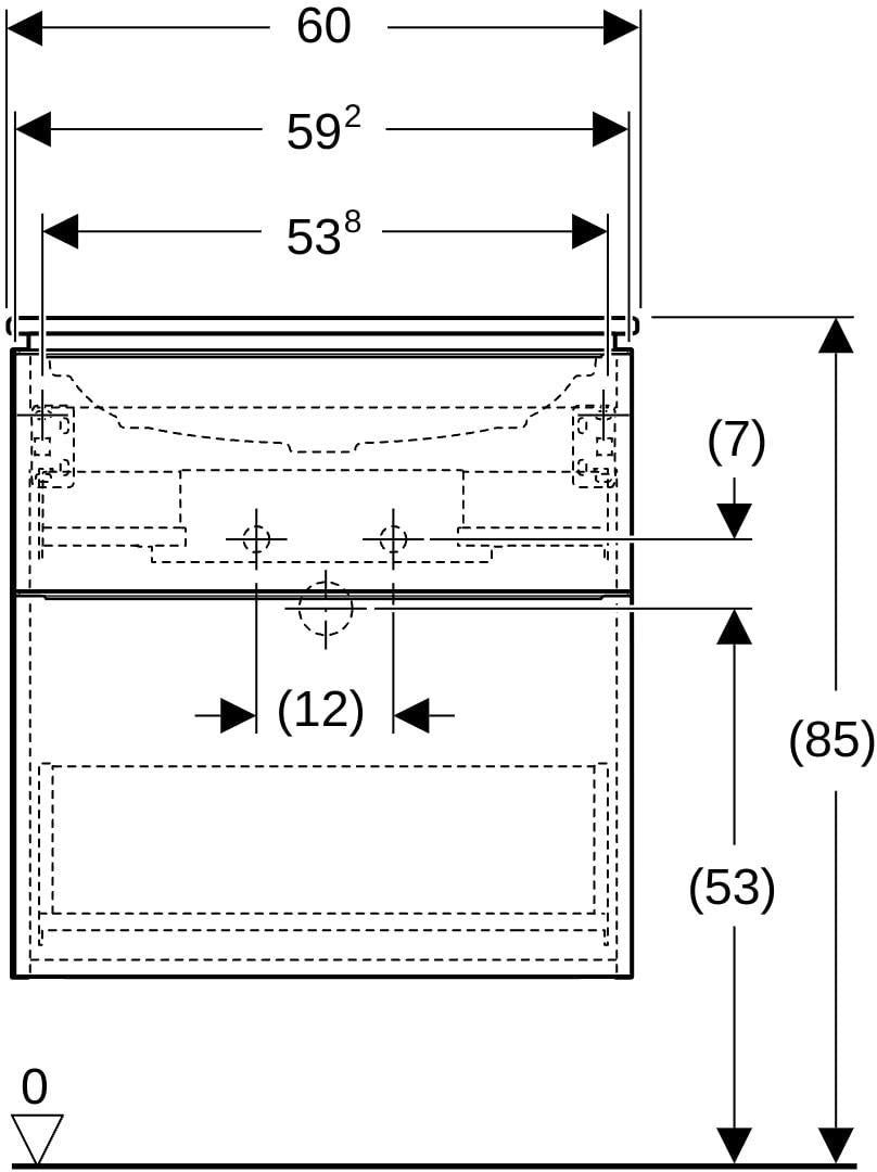 Geberit iCon Waschtischset 60 cm mit Unterschrank und 2 Schubladen in Weiß Hochglanz