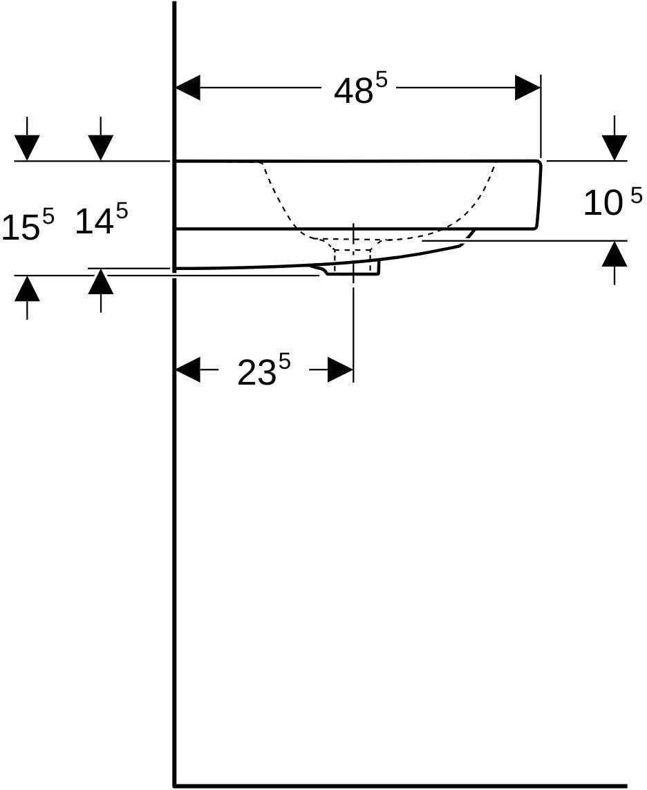 Geberit iCon Waschtisch 60x48,5 cm ohne Hahnloch, mit Überlauf, weiß – Sanitärkeramik