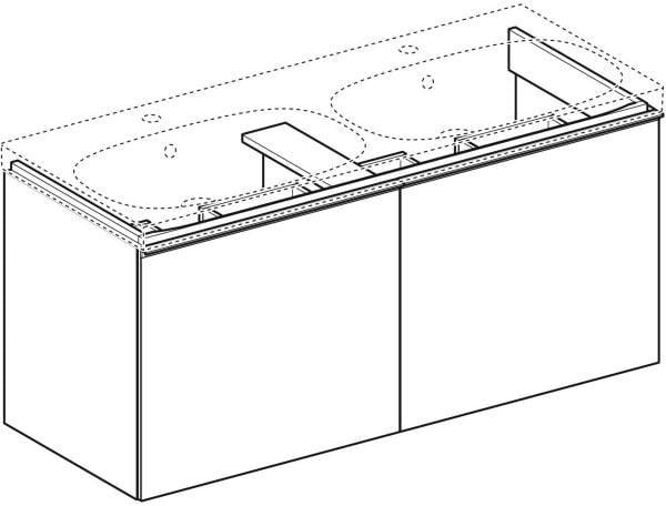 Geberit Acanto Unterschrank für Doppelwaschtisch – 2 Schubladen, 119 cm, Weiß Hochglanz