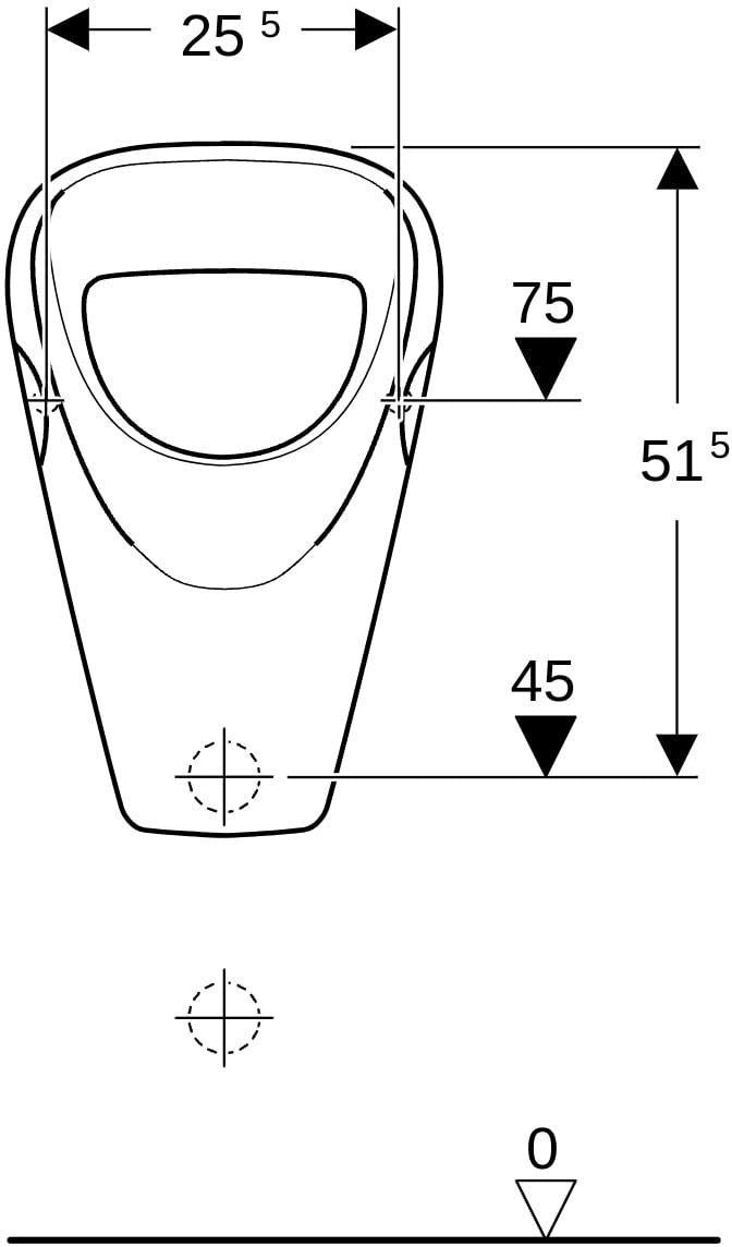 GEBERIT Aller Urinal weiß – Zulauf oben, Abgang hinten/unten, 1 Liter Spülvolumen
