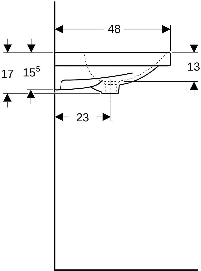 Geberit Acanto Doppelwaschtisch 120x48 cm, ohne Hahnloch, mit Überlauf, weiß – wandmontiert & unterbaufähig