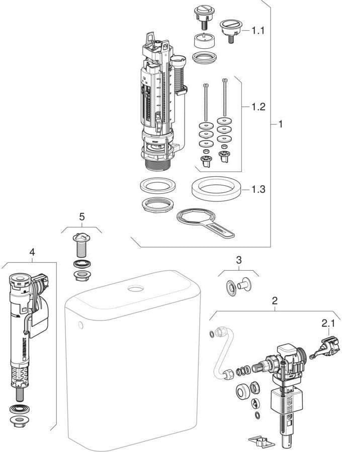 Geberit iCon AP-Spülkasten aufgesetzt eckig 2-Mengen-Spülung weiß