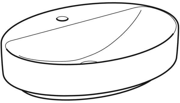 Geberit VariForm Aufsatzwaschtisch oval 60x45 cm mit Hahnloch, KeraTect weiß