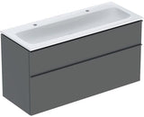Geberit iCon Waschtischset 120 cm mit Unterschrank, 2 Schubladen, weiß hochglanz, KeraTect