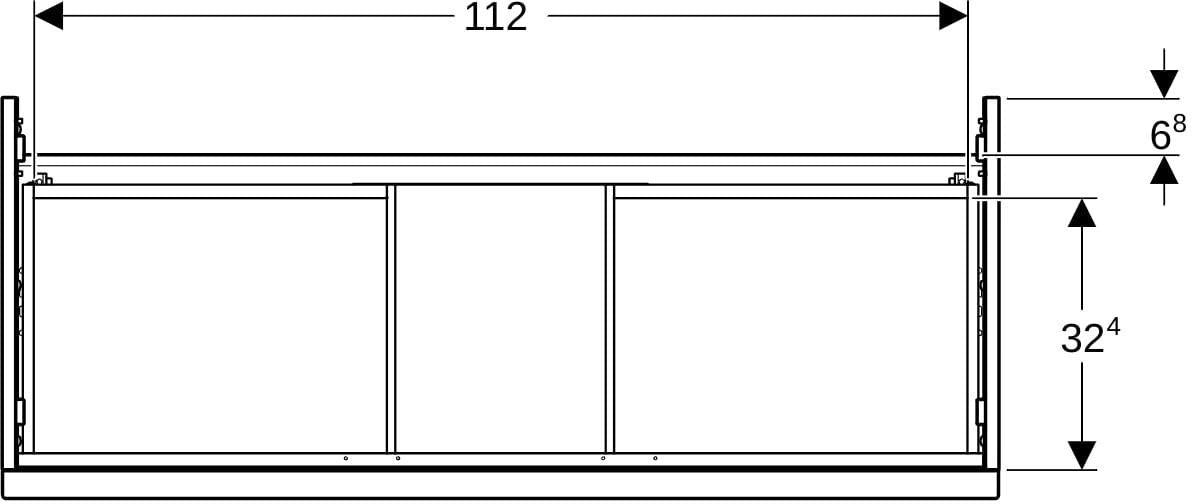 Geberit iCon Unterschrank für Waschtisch, 2 Schubladen, 118,4 cm, weiß hochglänzend