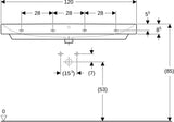 Geberit Smyle Waschtisch eckig 120x48cm ohne Hahnloch mit Überlauf weiß