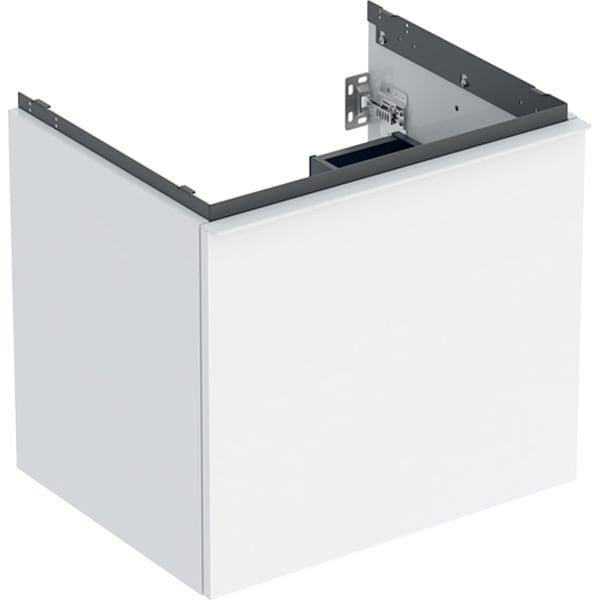 Geberit Acanto Waschtischunterschrank 60 cm – 1 Schublade, 1 Innenschublade, weiß hochglänzend/Glas