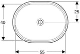Geberit VariForm Unterbauwaschtisch elliptisch 61x46 cm weiß – ohne Hahnloch & Überlauf