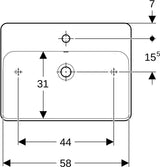 Geberit VariForm Aufsatzwaschtisch rechteckig 60x45cm mit Hahnloch und KeraTect in Weiß