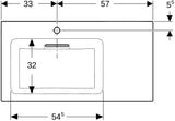 Geberit ONE Möbelwaschtisch 90 cm, CleanDrain, Ablage rechts, ohne Überlauf, weiß KeraTect