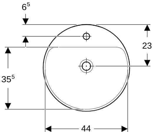 Geberit VariForm Einbauwaschtisch rund 48 cm mit Hahnlochbank, weiß