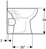Geberit Renova Stand-WC Flachspüler Abgang horizontal, weiß – Sanitärkeramik mit Spülrand