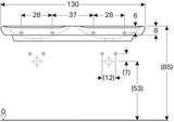 Geberit Doppelwaschtisch MYDAY 1300x480mm ohne Überlauf mit Hahnloch weiß KeraTect