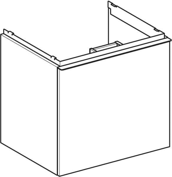 Geberit Acanto Waschtischunterschrank 60 cm – 1 Schublade, 1 Innenschublade, weiß hochglänzend/Glas