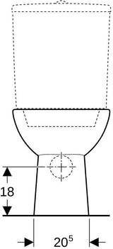 GEBERIT Renova Stand-WC für Aufsatz-Spülkasten, Tiefspüler, Abgang horizontal, weiß